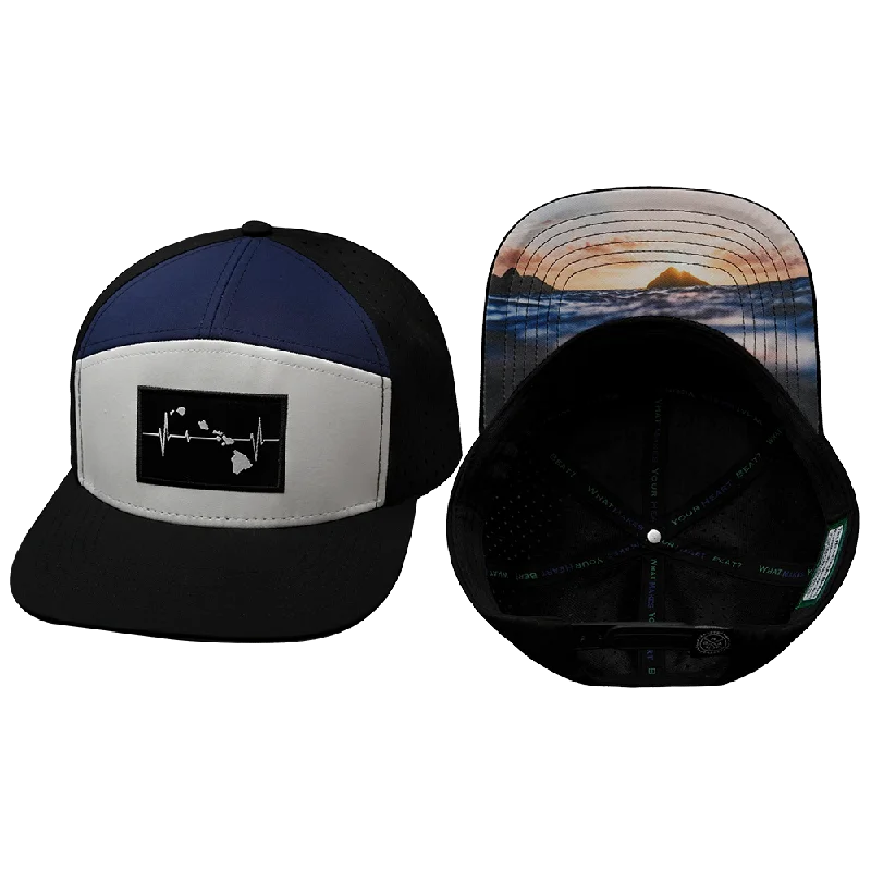 Headbands for dressing up-Hawaii Hat | Flat Bill | Black - White - Navy