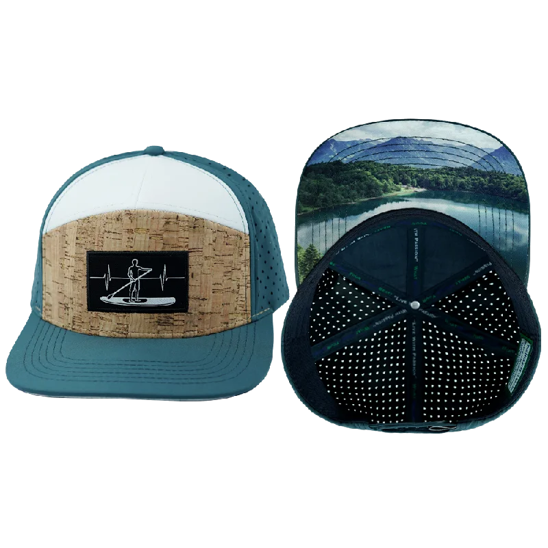 Headbands for fashion statements-Paddle Board Hat | Flat Bill | Cork - Dark Teal - White