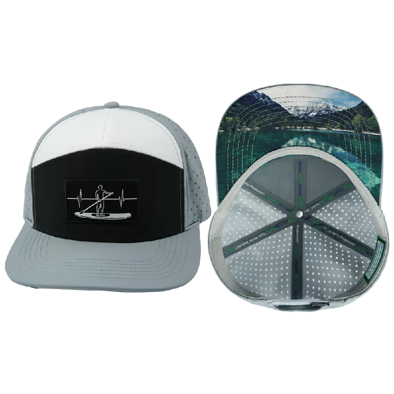 Headbands for school-Paddle Board Hat | Flat Bill | Gray - Black - White