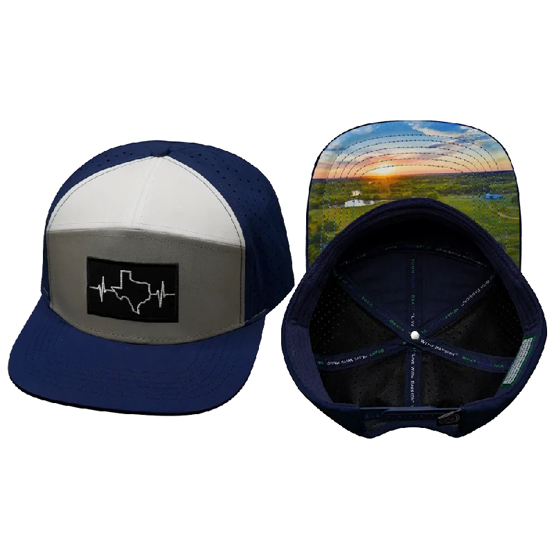 Beanies for mountain and hiking trips-Texas Hat | Flat Bill | Navy - Gray - White