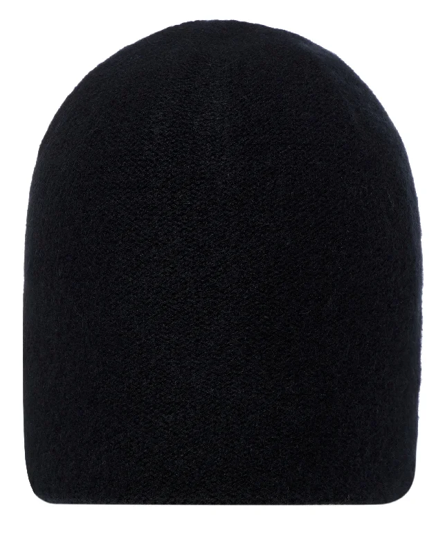 Beanies with sophisticated look-Unisex Double Layer Cashmere Beanie Black