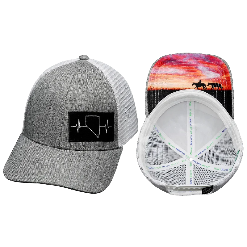 Beanies for all-day comfort-Nevada Hat | Low Profile | Heather Gray - White