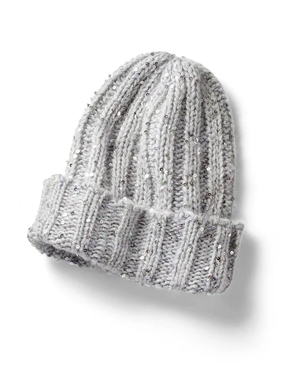 Headbands for outdoor fashion looks-Sequin Cuff Knit Hat