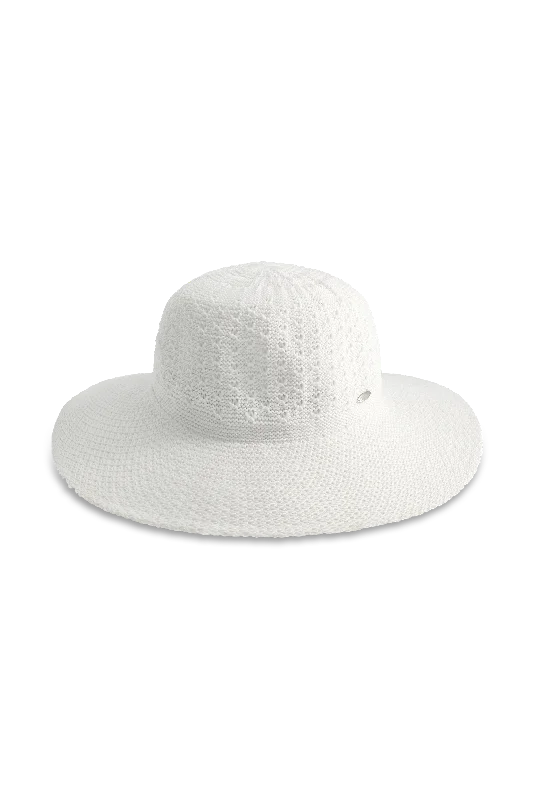 Headbands with animal prints-Perla Packable Wide Brim Hat | White