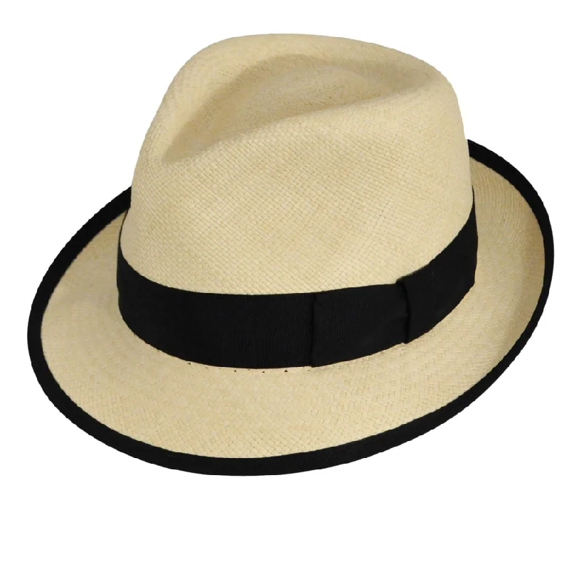 Beanies for mountain excursions-Pantropic Riviera Stingy Brim Panama Fedora Hat