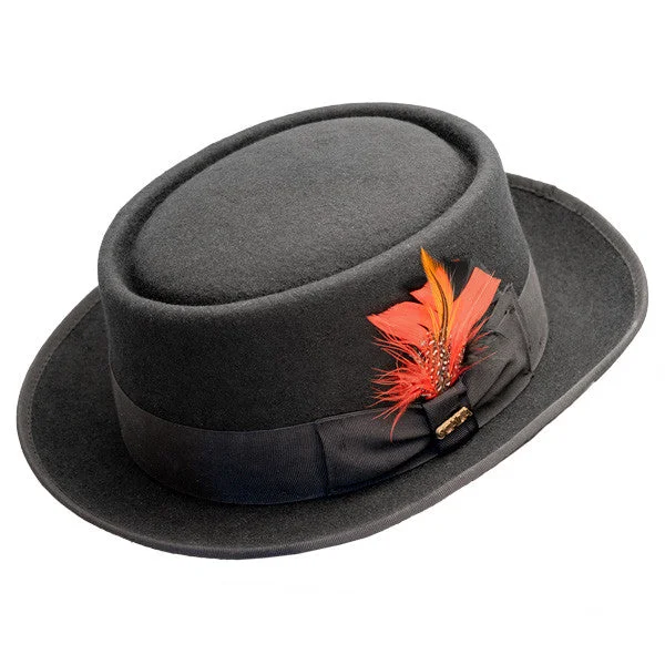 wool hats with fleece lining for warmth-  Scala - Jazz Porkpie Wool Felt Hat