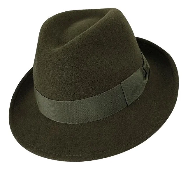 high-quality wool hats-  Stanton Premium Wool Felt Trilby - Olive