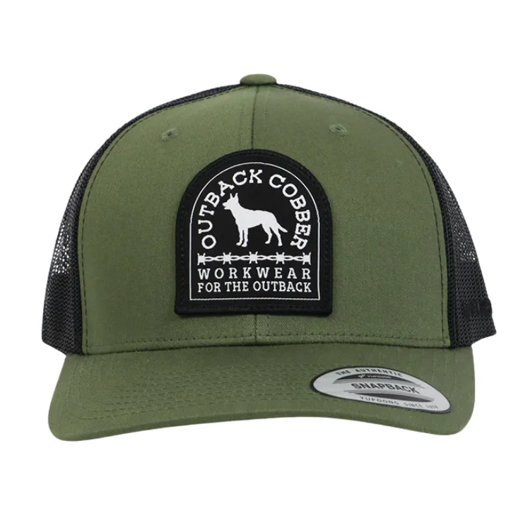 Beanies with performance details-Outback Cobber Mitchell Trucker Cap - Army Green/Black