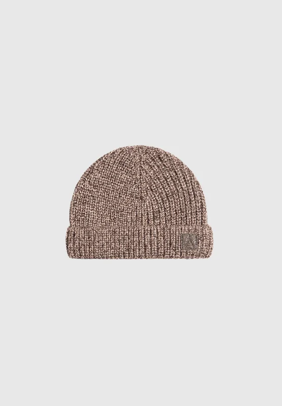 winter wool hats for women-  Speckled Wool Beanie Hat - Taupe