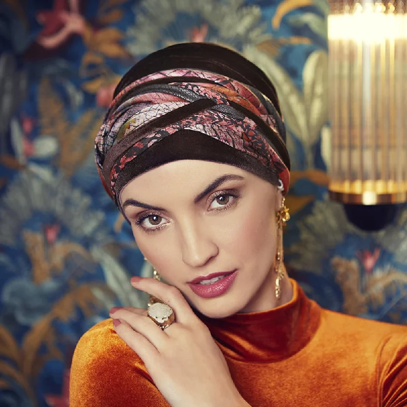 Beanies for warmth and comfort-Christine Boho Turban - Velvet Dark Brown