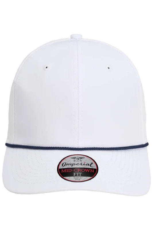 mens hats fashionable sports wear-Imperial Mens The Wingman Moisture Wicking Snapback Hat - White/Navy Blue