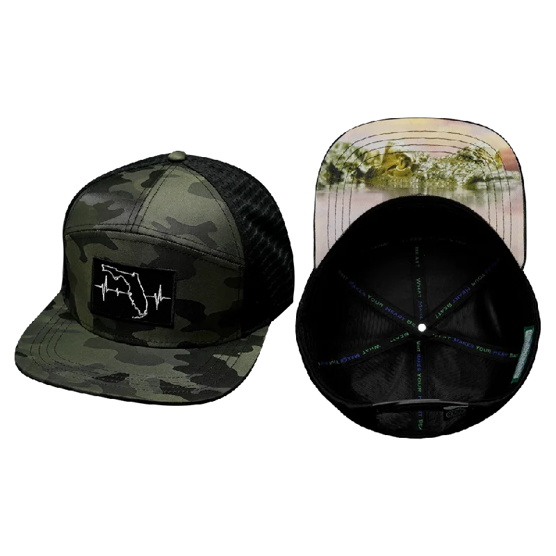 Soft headbands-Florida Hat | Flat Bill | Green Camo - Black