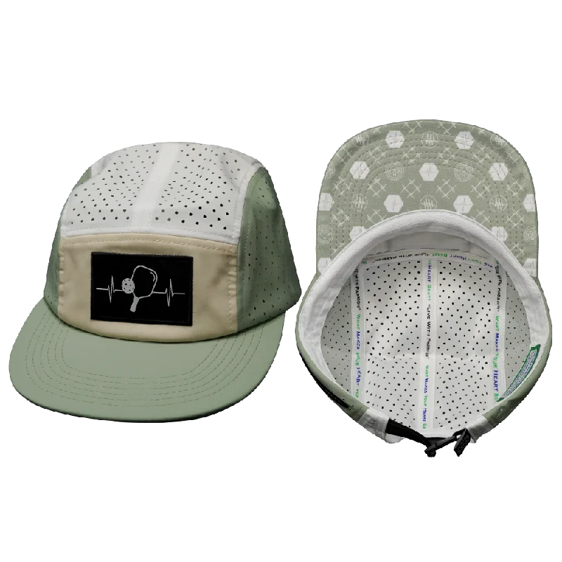 Beanies for outdoor winter fun-Pickleball Hat | 5 Panel | Sage - Cream - White