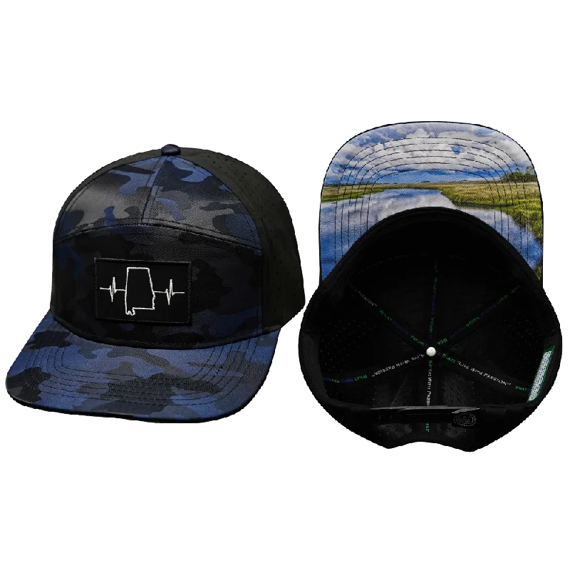 Beanies for extreme cold weather-Alabama Hat | Flat Bill | Navy Camo - Black