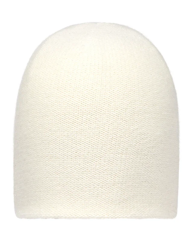 Beanies with fashionable finish-Women's Double Layer Cashmere Beanie With Lurex Snow Grey Sparkle