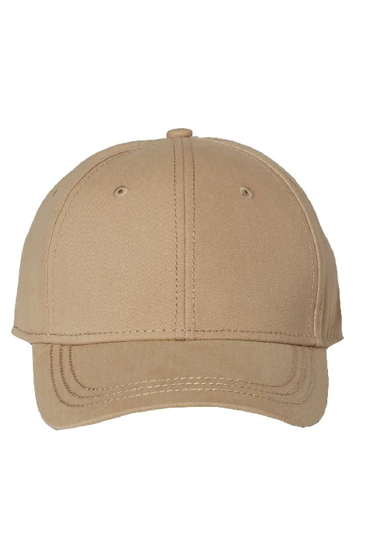 mens hats for golf-Dri Duck Mens Heritage Twill Adjustable Hat - Khaki