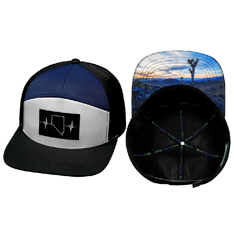 Headbands with non-slip design-Nevada Hat | Flat Bill | Black - White - Navy