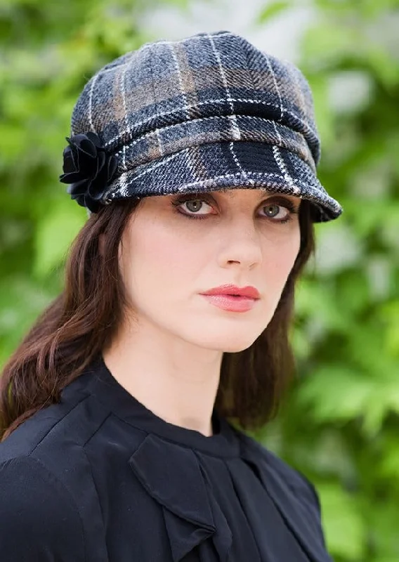 Headbands with non-slip design-Mucros Newsboy | Black Grey Check