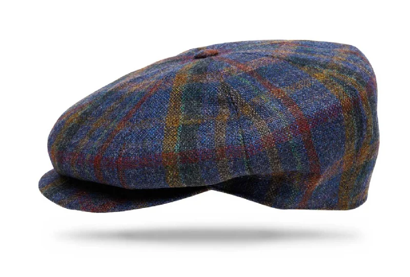 wool hats for cold climates-  Wool Plaid Apple Jack - Navy Red