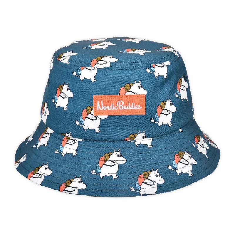 Trendy and functional bucket hats-Moomintroll's Adventure Nylon Bucket Hat Kids- Blue