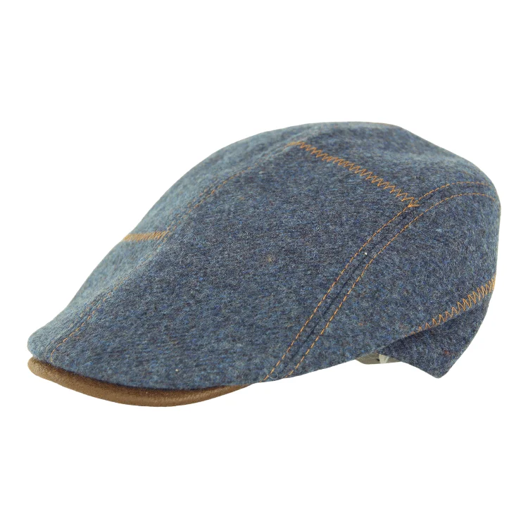 wool hats for winter-  Fléchet 8 Pce Wool Blend Patchwork Cap - Bleu