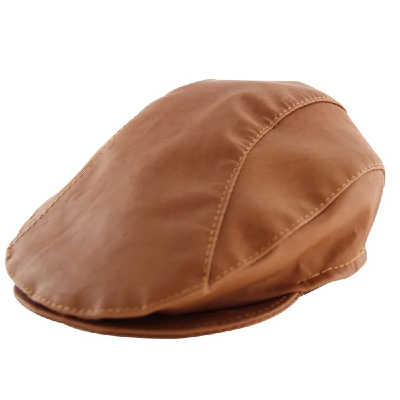 Beanies for keeping warm in winter-Jacaru Hats Kangaroo Skin Drivers Cap - Tan