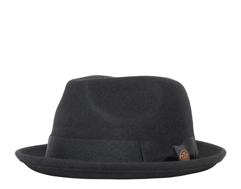 wool hats for fashionable looks-  Goorin Bros Charlestowne Wool Pork Pie Fedora Hat Black 100-0123-BLK