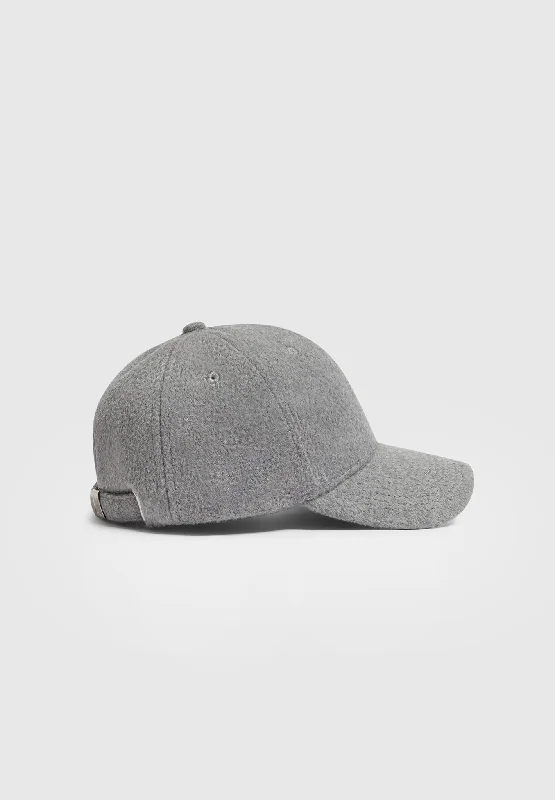 wool hats for travel-  Textured Wool Blend Cap - Light Grey