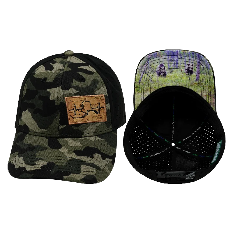 Headbands for long hours of use-Alaska Hat | Low Profile | Ponytail | Camo - Black