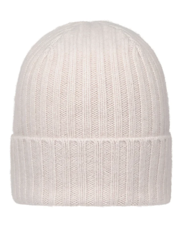 Beanies for staying warm in snowy conditions-Unisex Chunky Ribbed Cashmere Hat Frost White