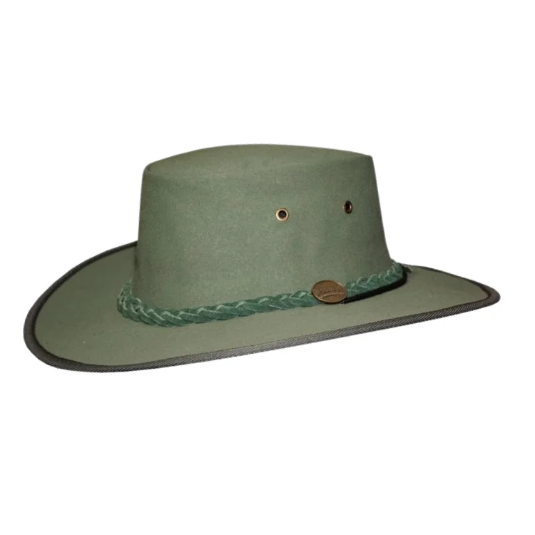 Beanies for chilly evenings-Barmah 1054GR Green Drover Allover Canvas Hat