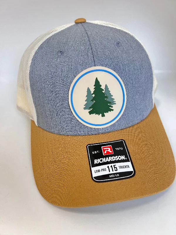 Beanies for trendy wear during snow-Christmas gift hat for mom, hat for hiker mom gift, Pine Tree hat PVC patch Richardson 115 snapback hat, Gift for mountain hiker hat