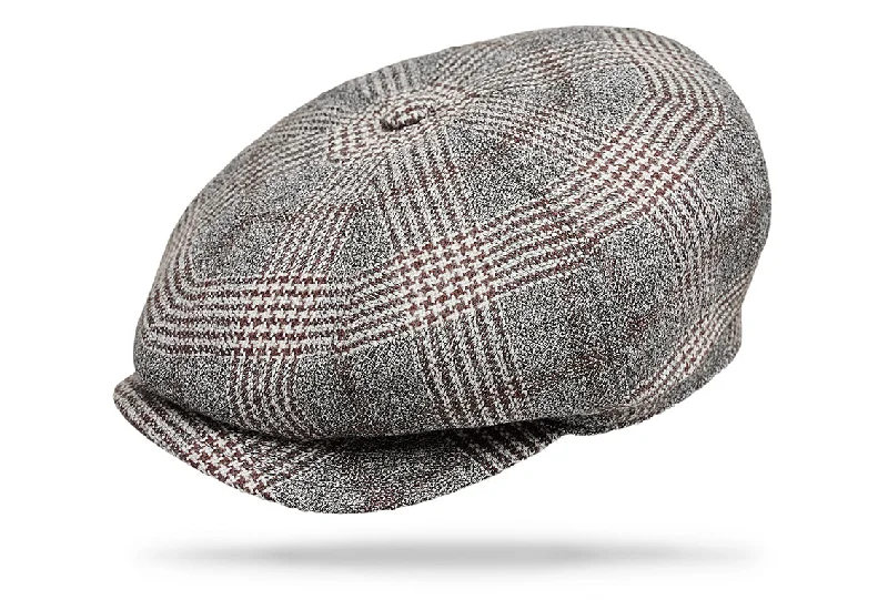 wool hats with breathable material-  Wool Gatsby - Warm Houndstooth plaid