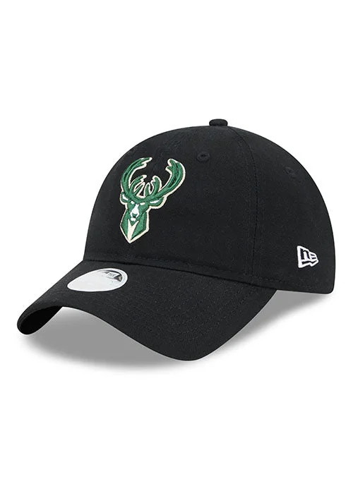 womens hats for winter adventures-Women's New Era 9Twenty Icon Milwaukee Bucks Adjustable Hat