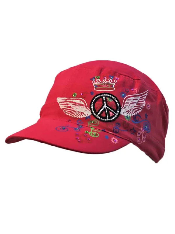 Beanies with flowers-Children's Military Cap Hat With Peace Sign