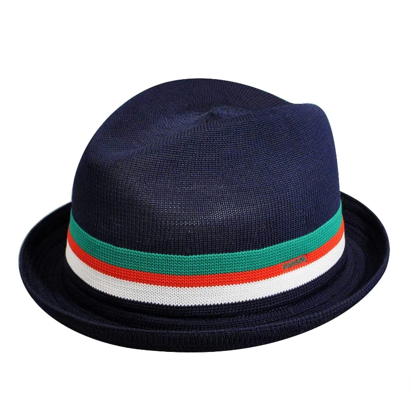 Beanies for cold-weather outfits-KANGOL Transmission Stripe Player Fedora Hat