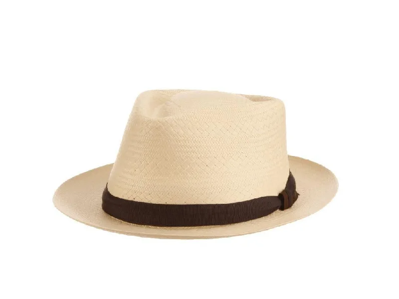 Beanies for work and play-Kentucky Derby Gambler Shantung Straw Stingy Brim Panama Fedora Hat