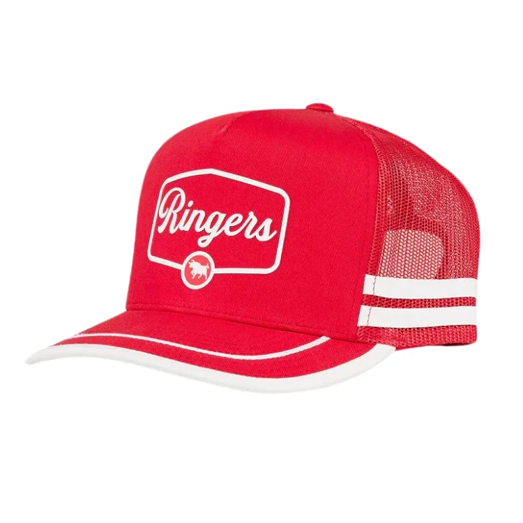 Beanies for hiking and camping-Ringers Western Cobar Trucker - Red/White