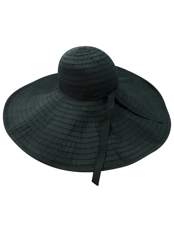 Beanies for all-weather wear-Black Flexible Floppy Hat With Oversized Brim