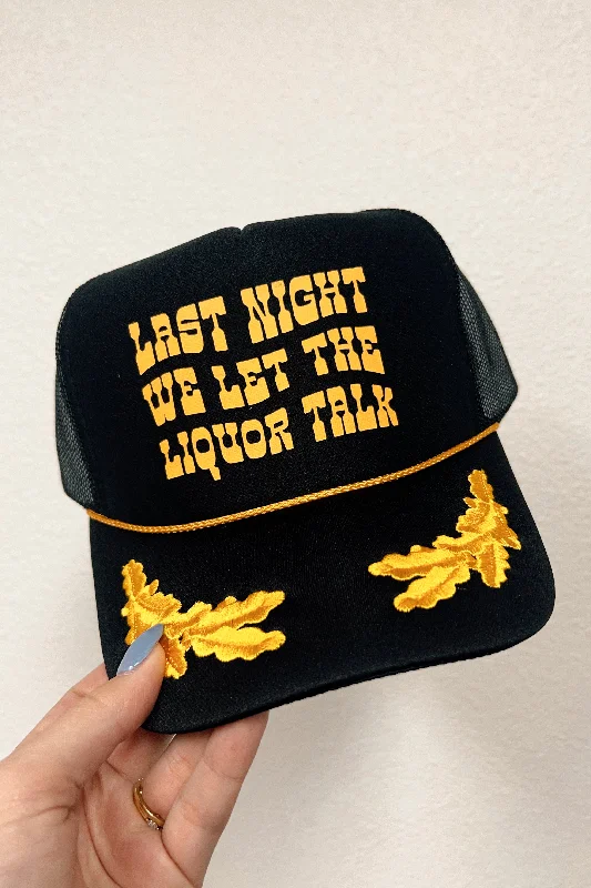 Headbands for running-Liquor Talk Captain Trucker Hat