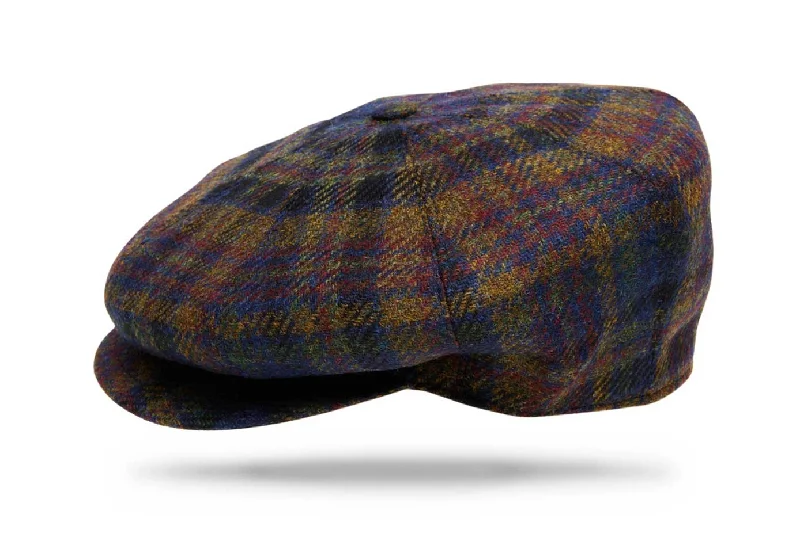 casual wool hats-  Wool Plaid Apple Jack -Black Blue Brown