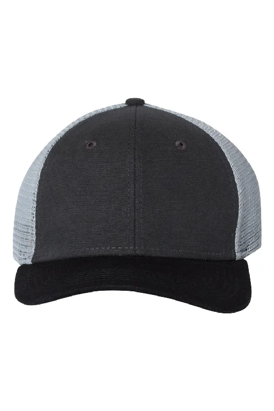 mens hats boater-Dri Duck Mens Hudson Moisture Wicking Snapback Trucker Hat - Charcoal Grey/Black/Grey