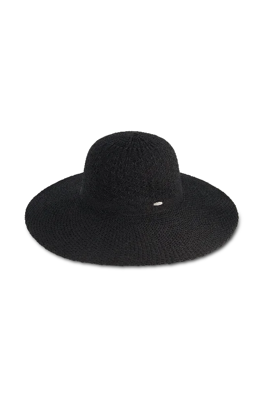 Beanies for festivals-Perla Packable Wide Brim Hat | Black