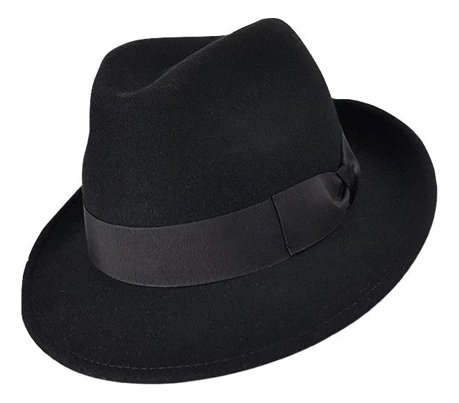 stylish wool caps-  Stanton Unisex Premium Wool Felt Trilby - Black