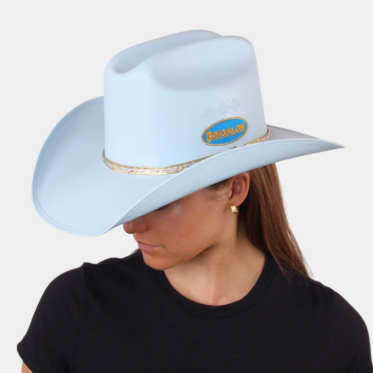 Beanies with festive designs-Brigalow Adults Coloured Straw Cheyenne Hat - Light Blue