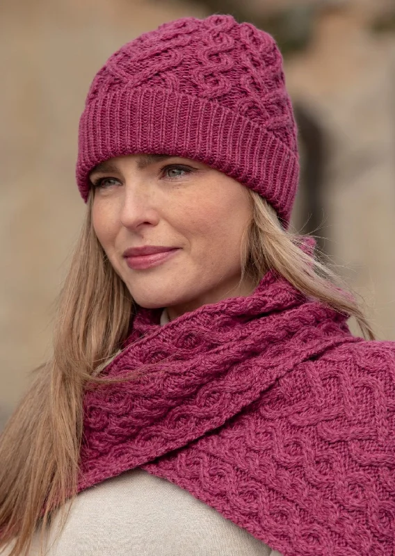 Winter beanies-Aran Super Soft Heart Hat | Magenta