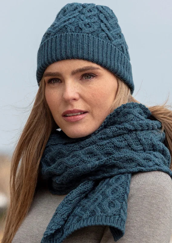 Slouchy beanies-Aran Super Soft Heart Hat | Teal