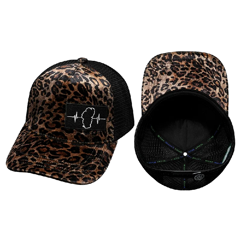 Beanies with ultimate warmth-Tahoe Hat | Trucker Hat | Velvet - Gold Leopard Print