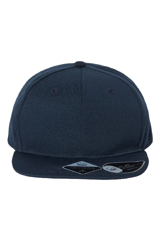 mens hats for sightseeing-Atlantis Headwear Mens Sustainable Flat Bill Snapback Hat - Navy Blue