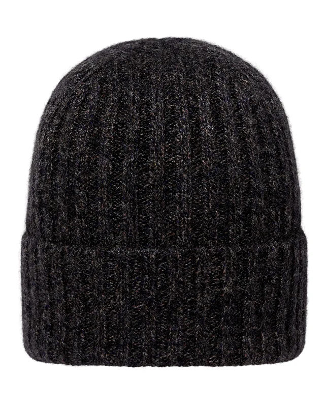 Beanies with a cozy fit-Unisex Chunky Ribbed Cashmere Hat Granite Grey